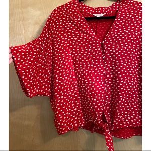 SIM & SAM Heart Print Top